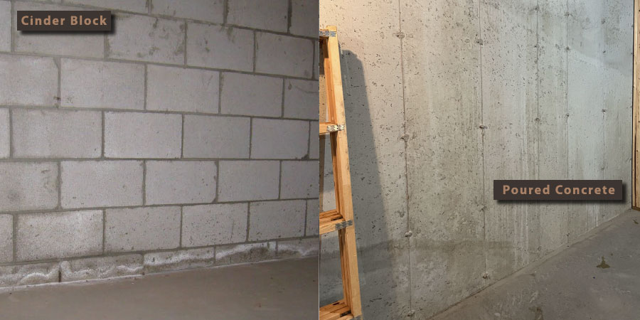 Cinder Block and Poured Concrete Basement Identification