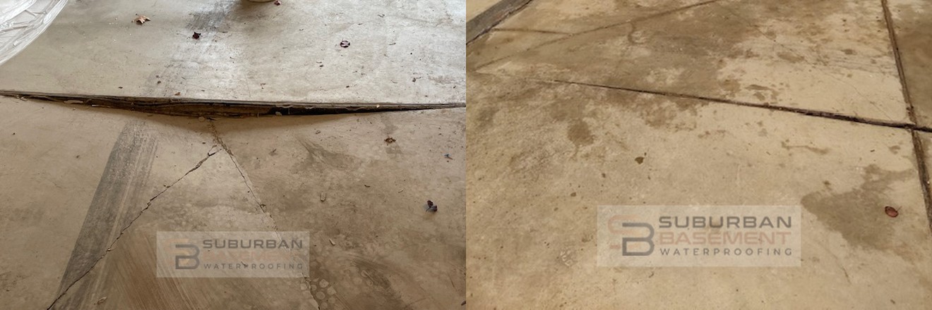 Sunken pool deck before concrete leveling — Macomb Township, Macomb County MI