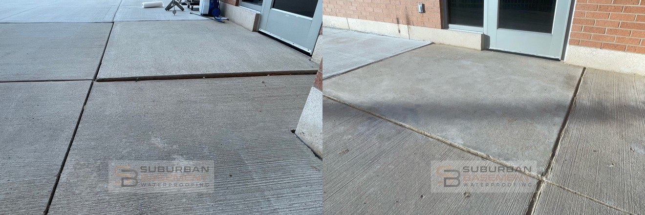 Unlevel school walkway before concrete leveling — Clinton Township, Macomb County MI