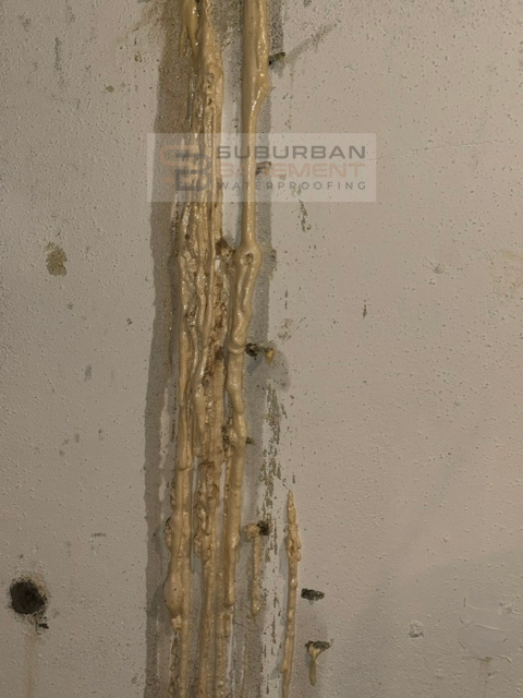 Excess polyurethane foam during high-pressure crack injection in Bloomfield Hills, Michigan